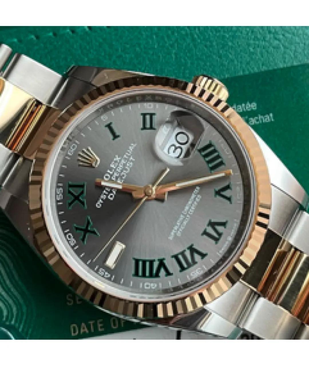 ROLEX Серые часы из желтого золота, фото 2