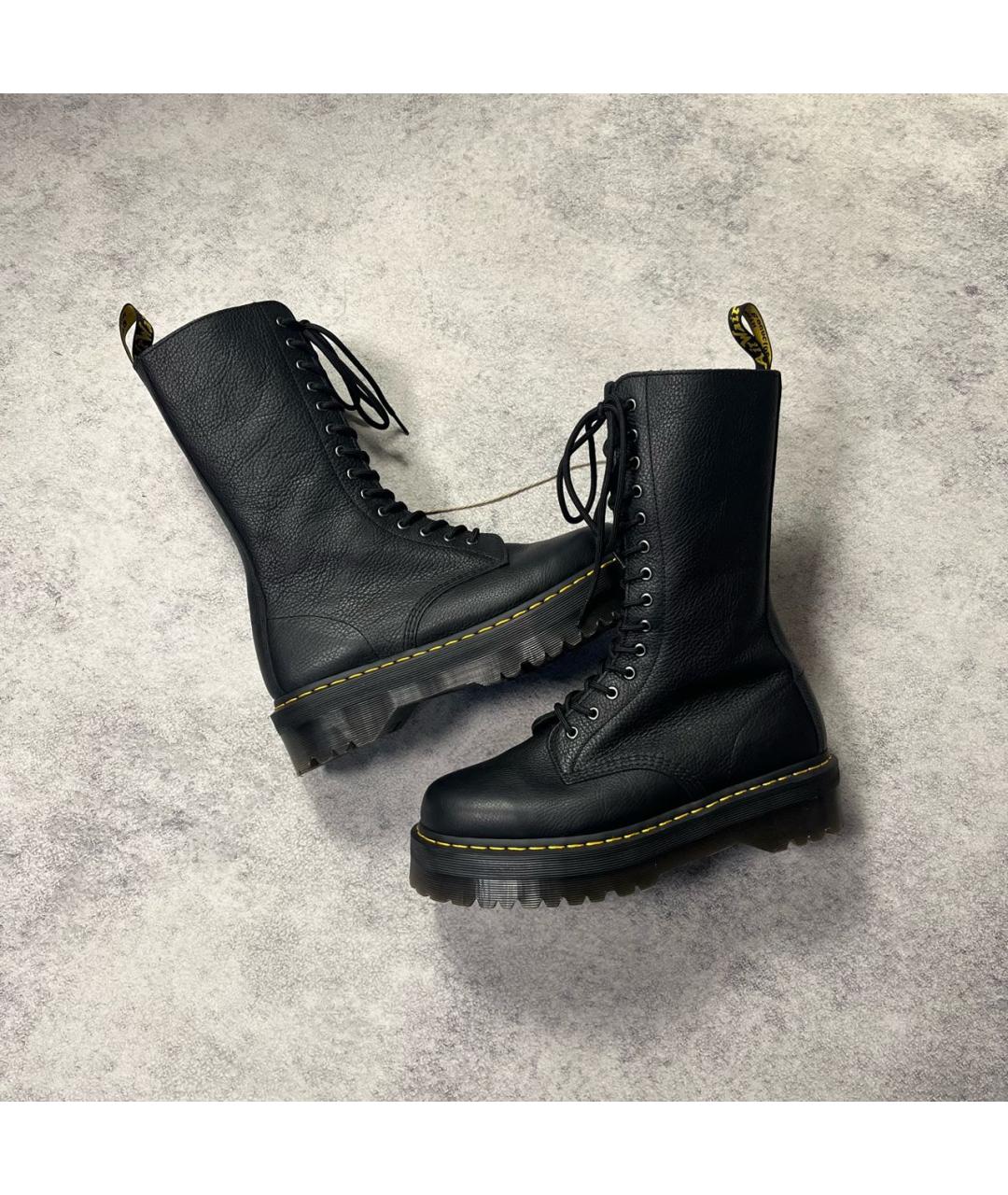 DR. MARTENS Черные кожаные высокие ботинки, фото 2