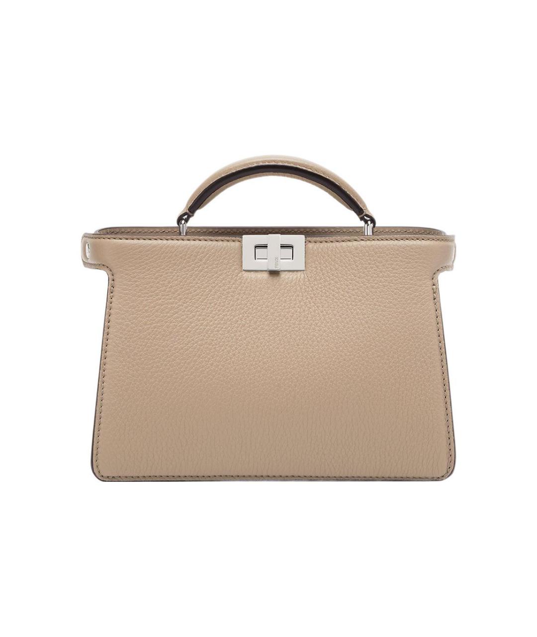 FENDI Бежевая кожаная сумка через плечо, фото 1