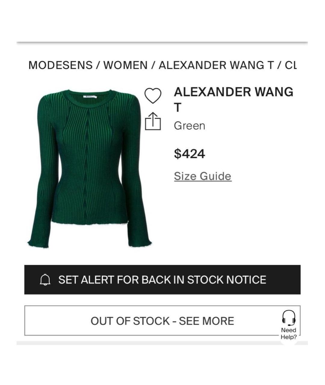 ALEXANDER WANG Зеленый джемпер / свитер, фото 2