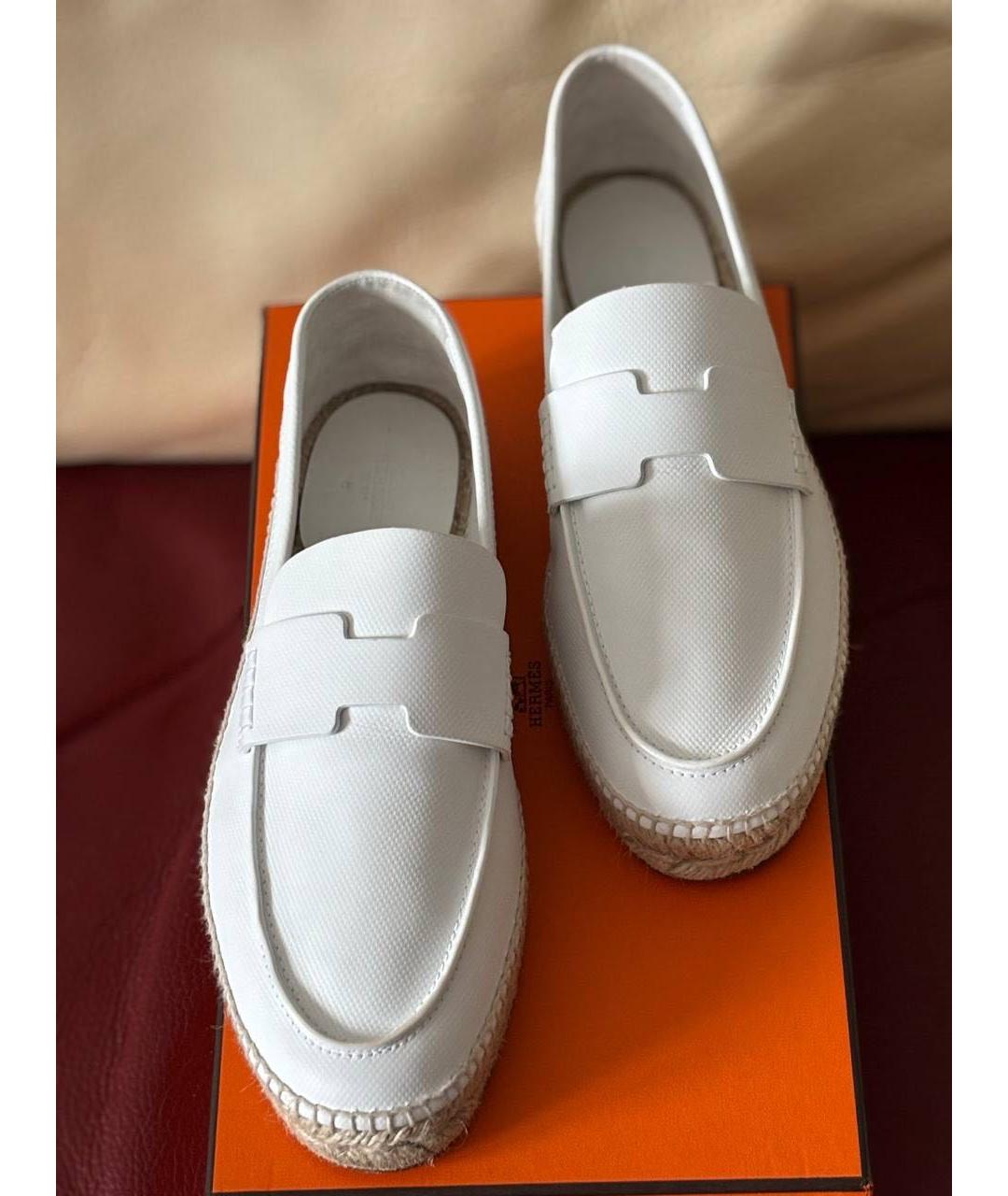 HERMES Белые кожаные лоферы, фото 3