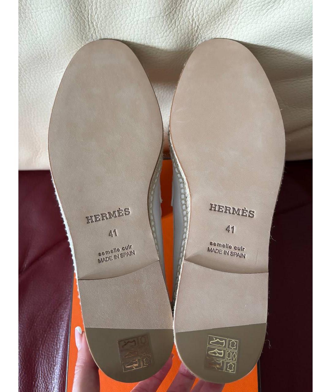 HERMES Белые кожаные лоферы, фото 4