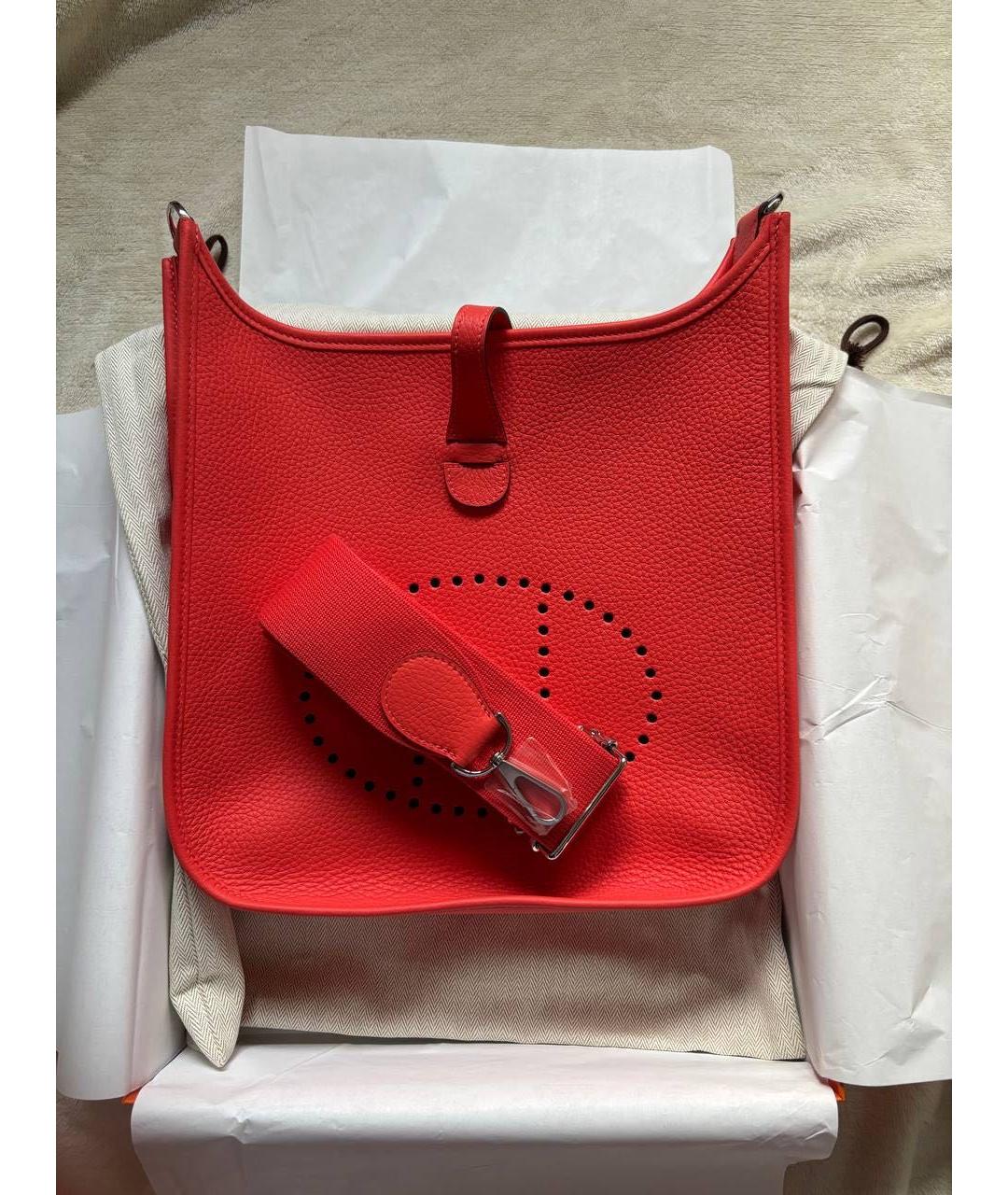 HERMES Коралловая кожаная сумка через плечо, фото 5