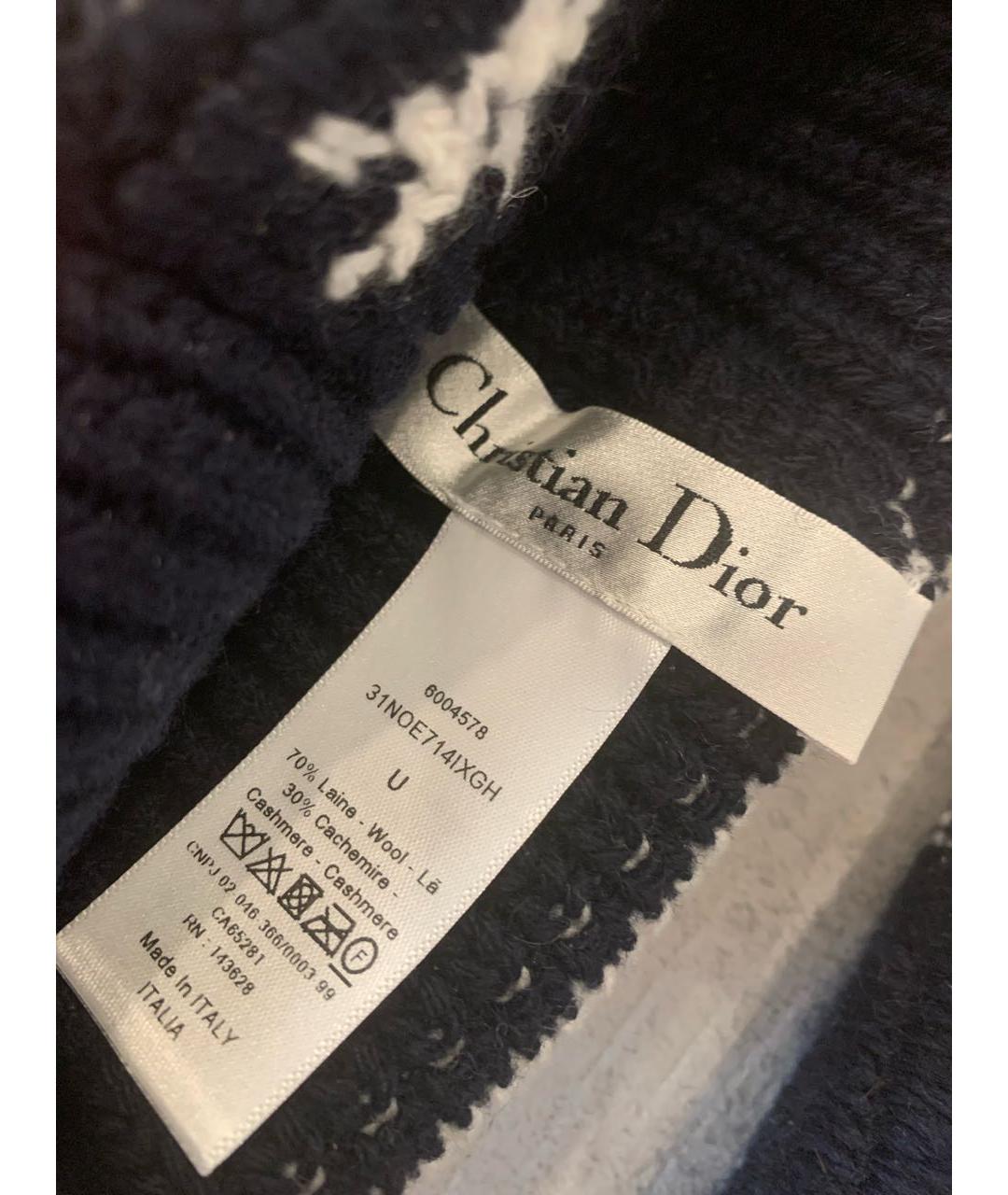 CHRISTIAN DIOR Темно-синяя шерстяная шапка, фото 3