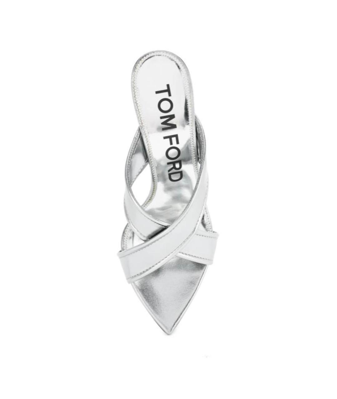 TOM FORD Серебряные кожаные мюли, фото 3