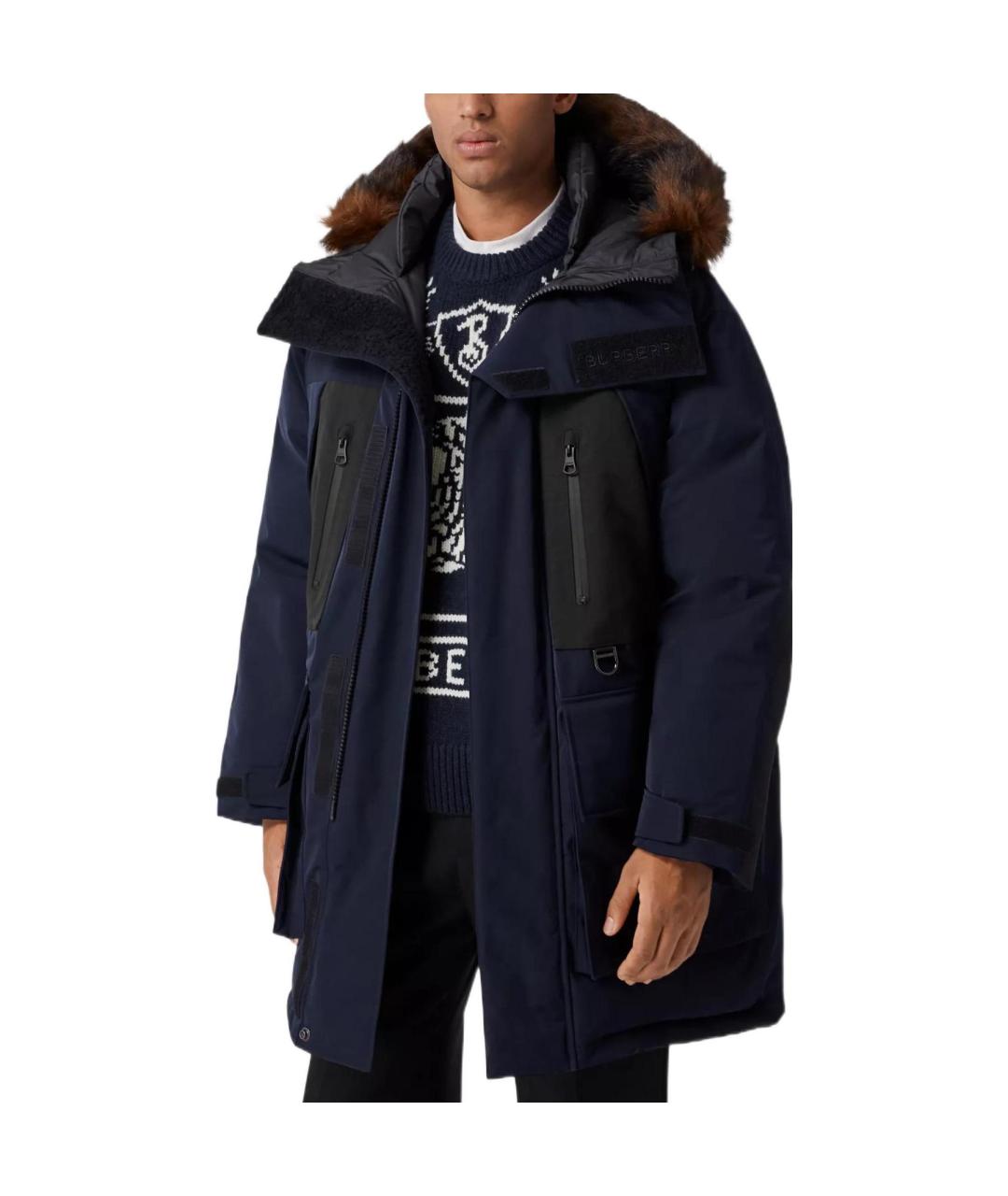 BURBERRY Темно-синий пуховик, фото 4