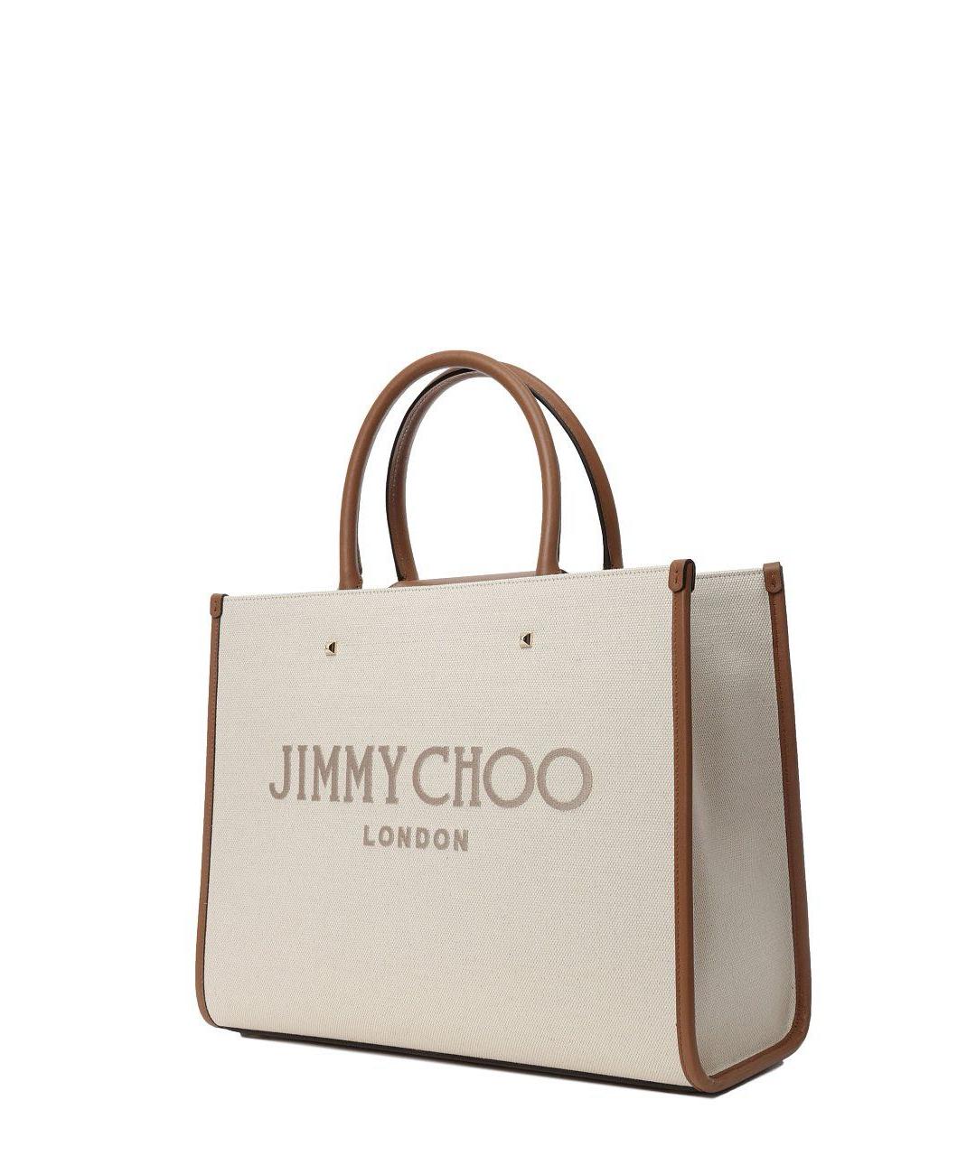 JIMMY CHOO Бежевая тканевая сумка тоут, фото 3