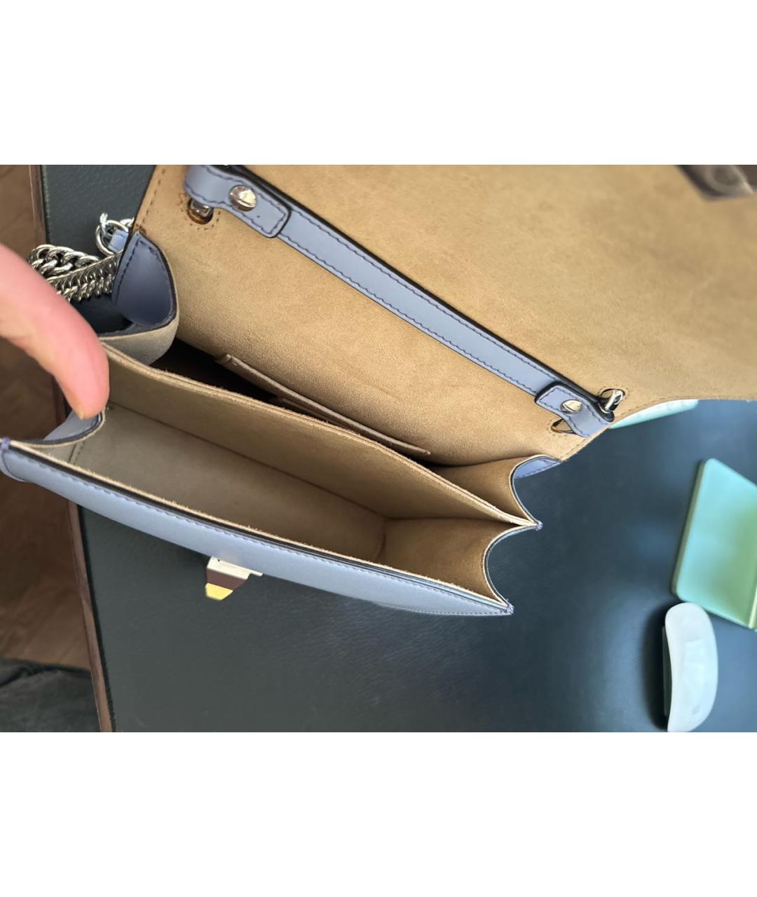 FENDI Голубая кожаная сумка через плечо, фото 4