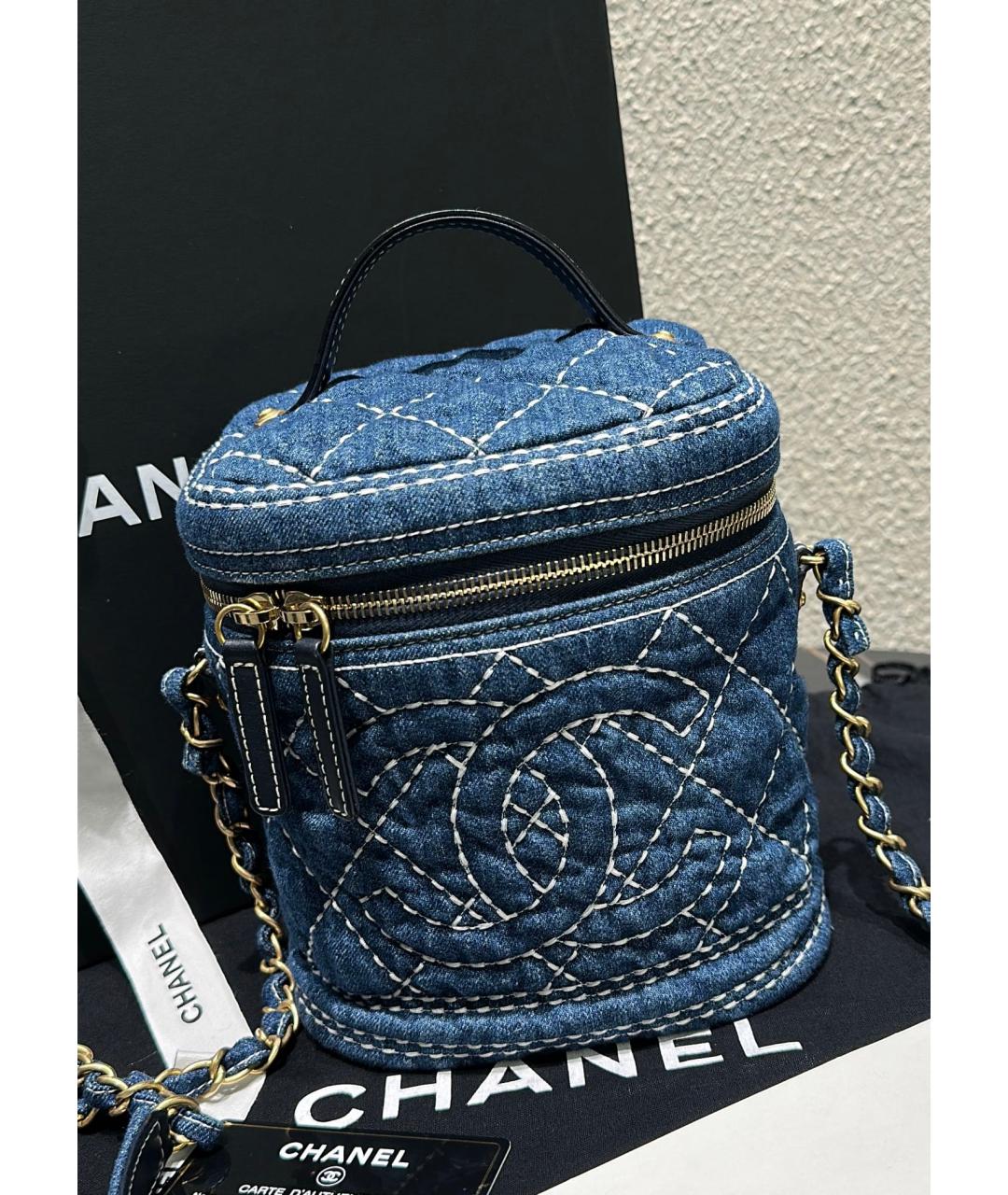 CHANEL Голубая деним сумка на плечо, фото 2