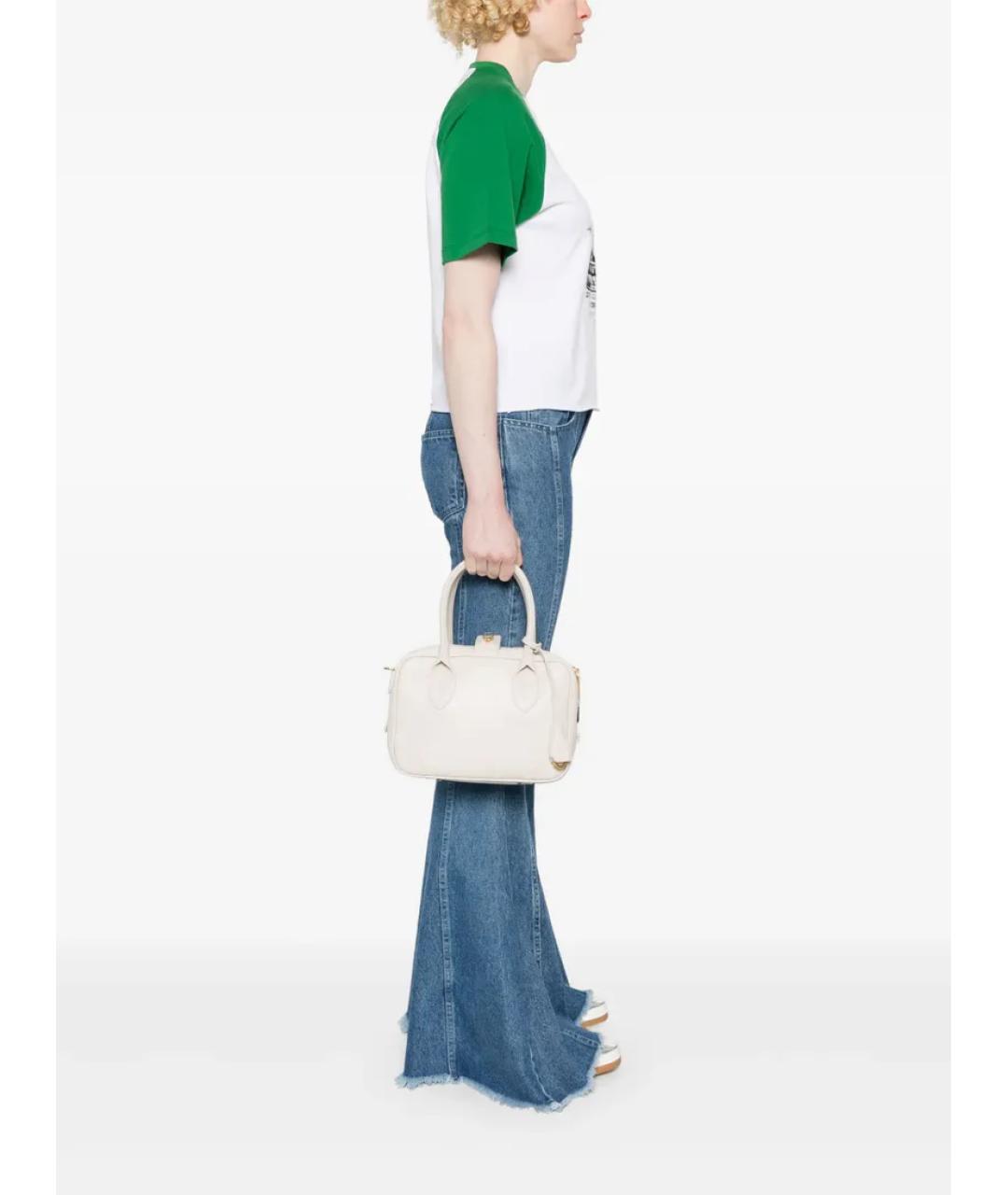 GOLDEN GOOSE DELUXE BRAND Белая кожаная сумка с короткими ручками, фото 5