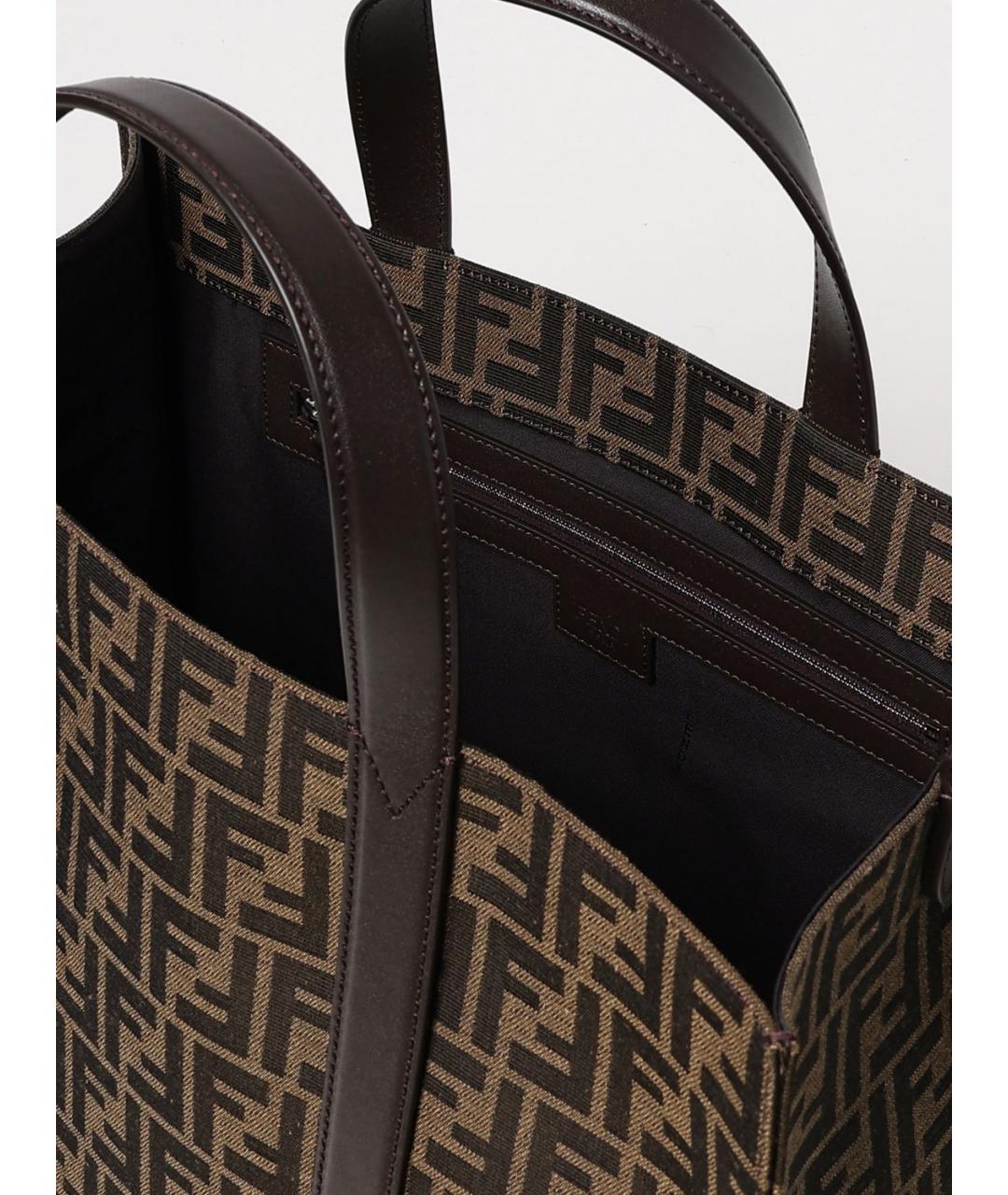 FENDI Коричневая деним сумка тоут, фото 4