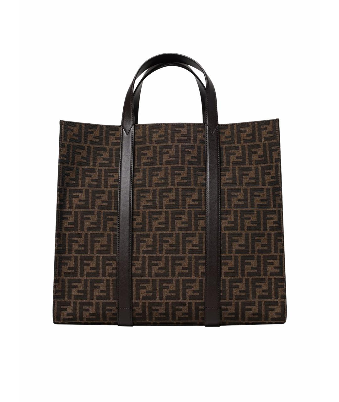 FENDI Коричневая деним сумка тоут, фото 1