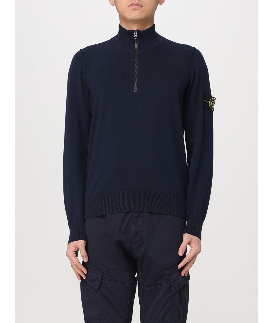 STONE ISLAND Синий хлопковый джемпер / свитер, фото 2