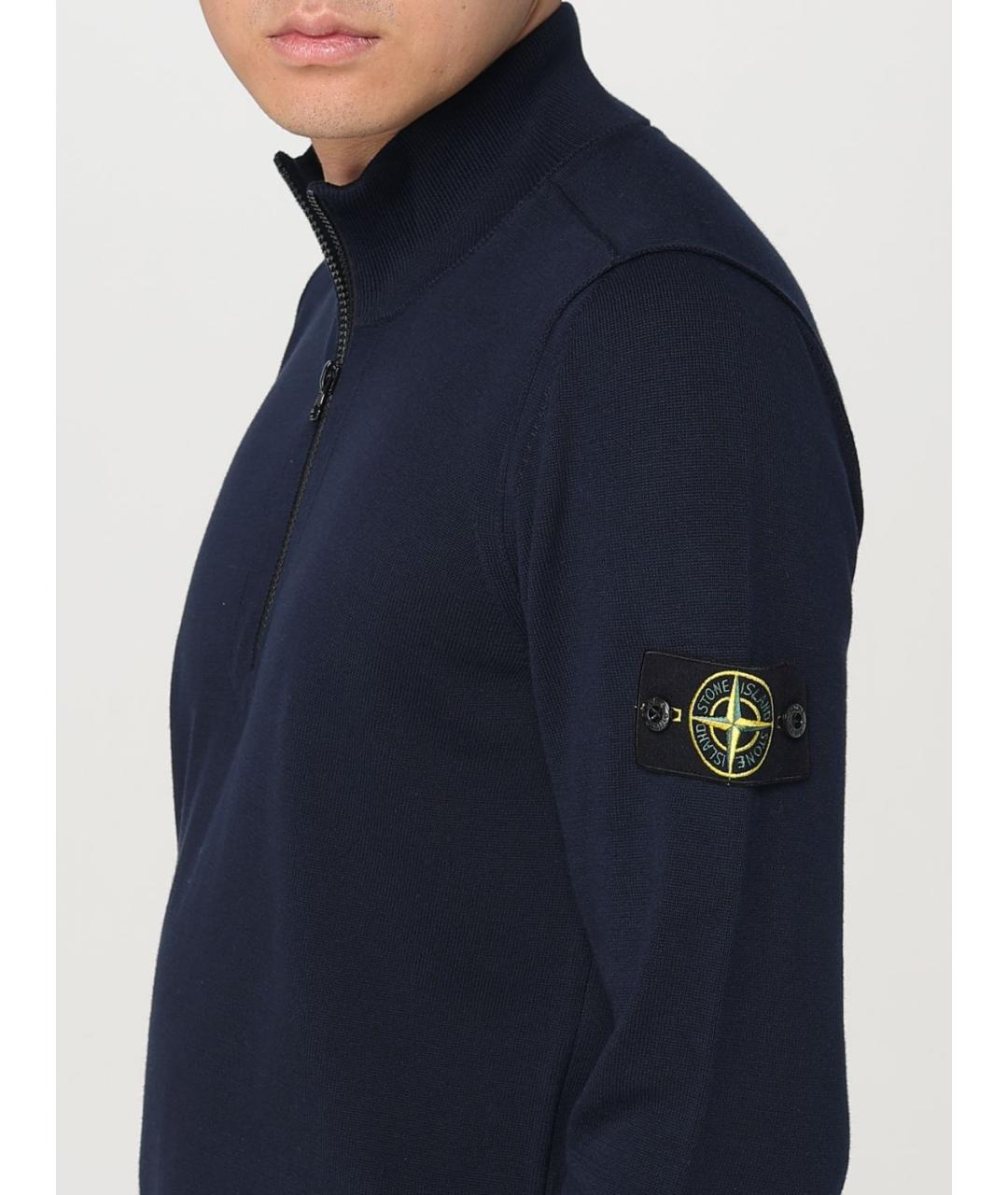 STONE ISLAND Синий хлопковый джемпер / свитер, фото 6