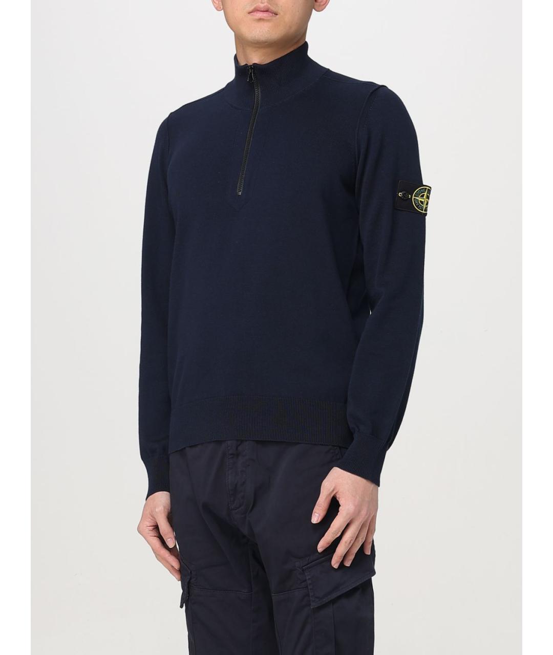 STONE ISLAND Синий хлопковый джемпер / свитер, фото 5
