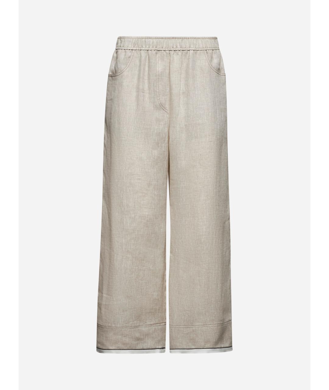 BRUNELLO CUCINELLI Антрацитовые льняные прямые брюки, фото 7