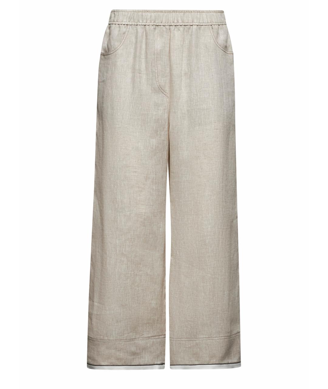 BRUNELLO CUCINELLI Антрацитовые льняные прямые брюки, фото 1