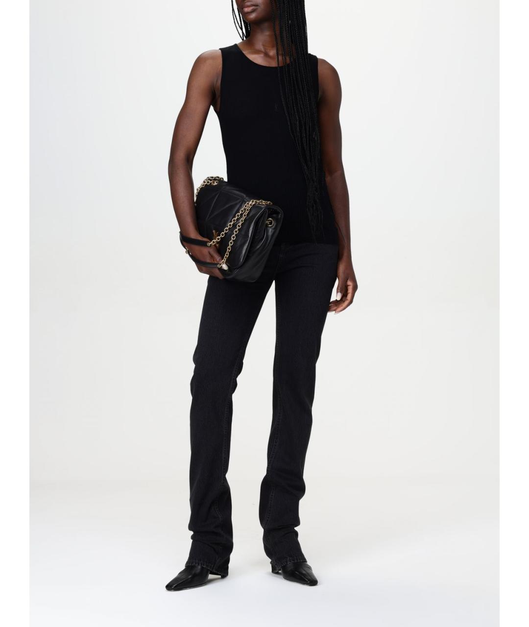 SAINT LAURENT Черные хлопковые прямые джинсы, фото 3