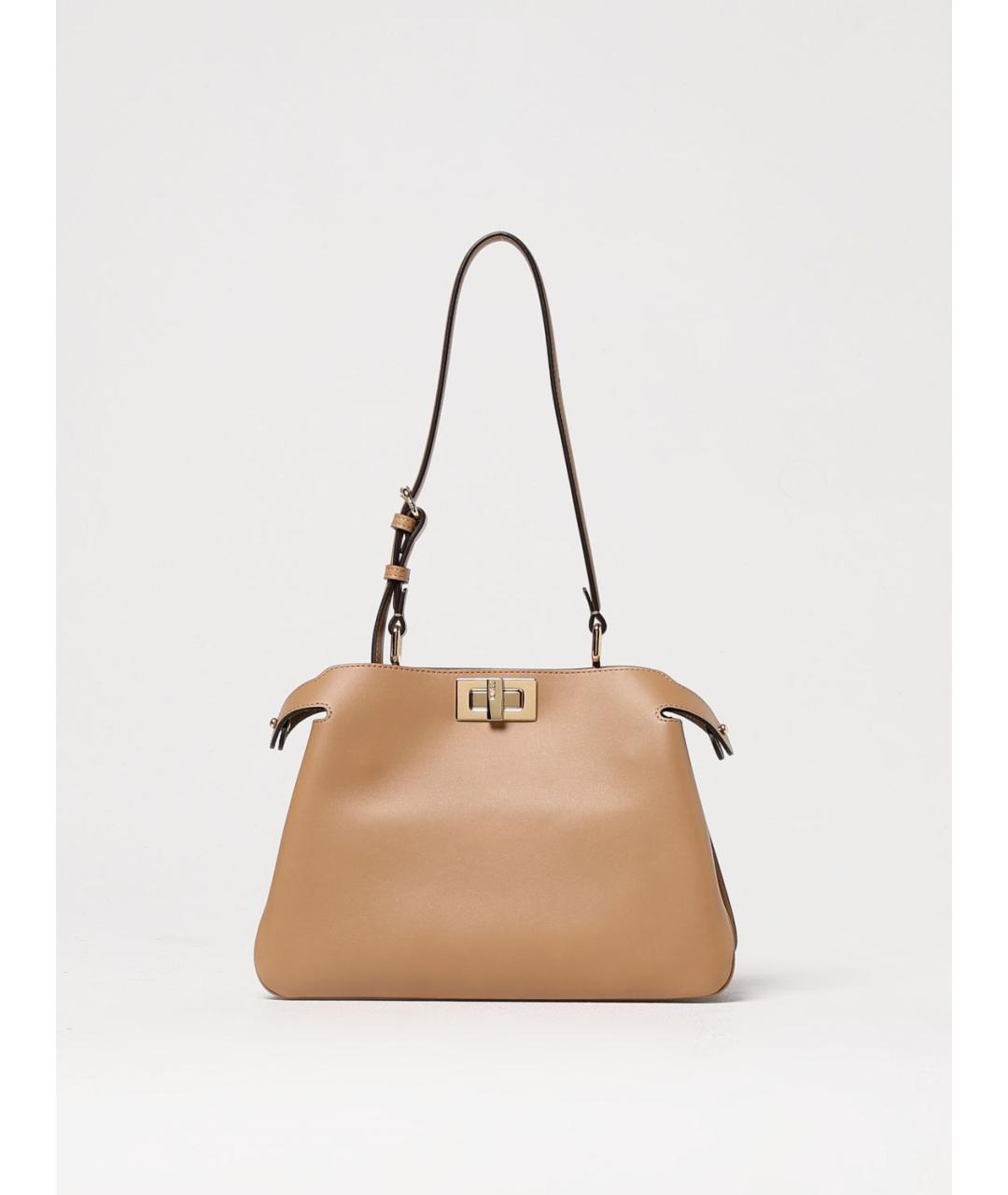 FENDI Бежевая кожаная сумка тоут, фото 7