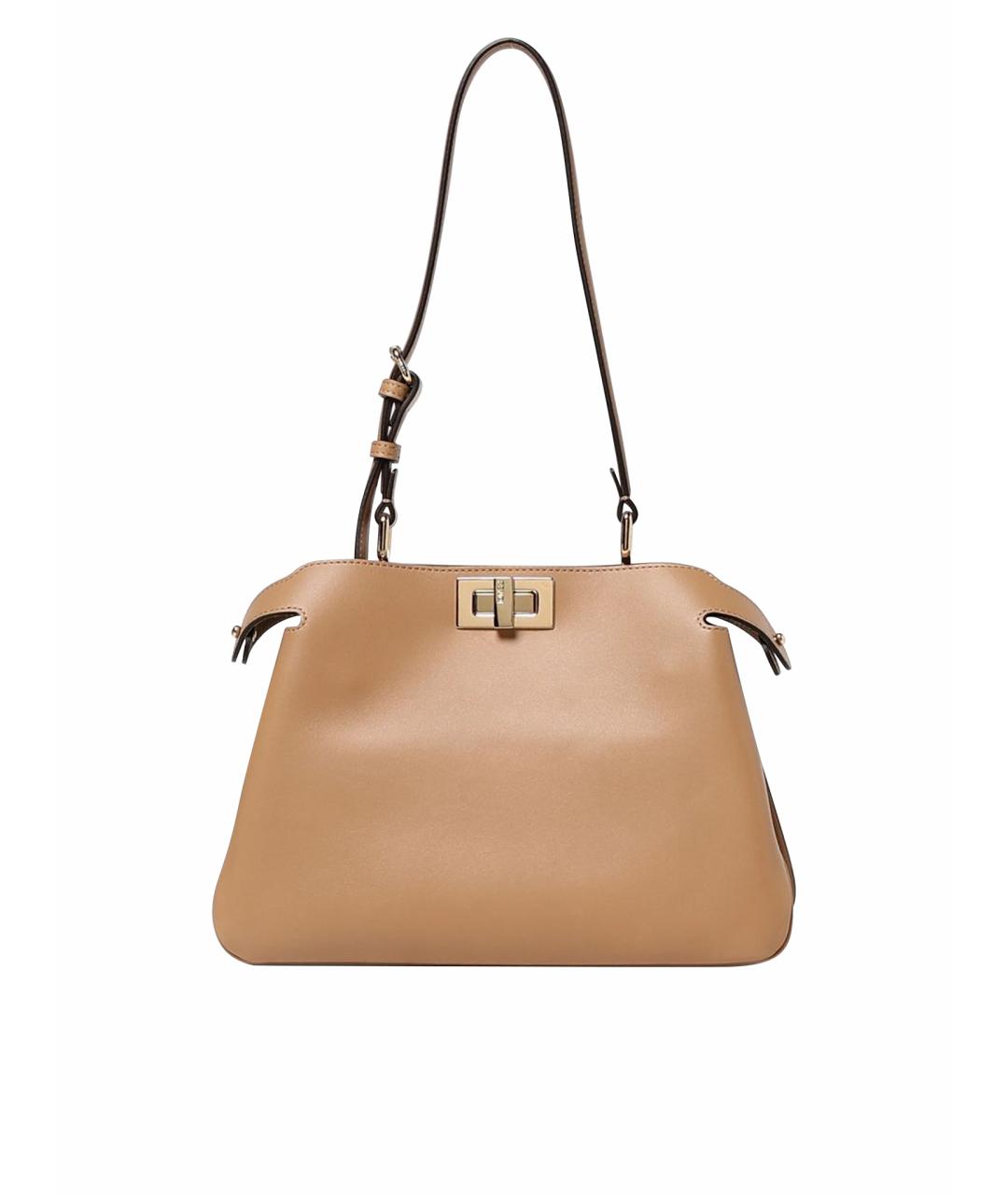 FENDI Бежевая кожаная сумка тоут, фото 1