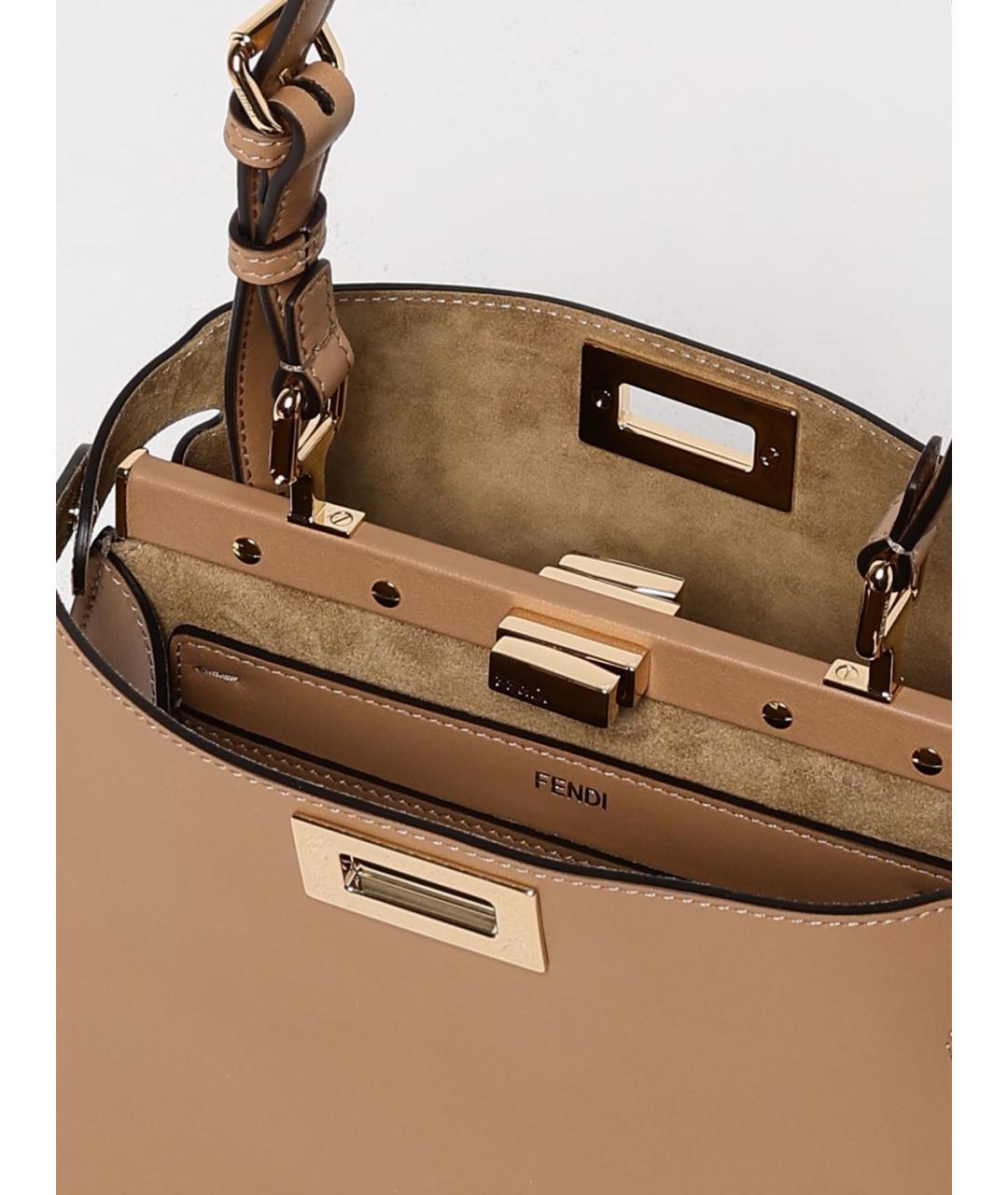 FENDI Бежевая кожаная сумка тоут, фото 6