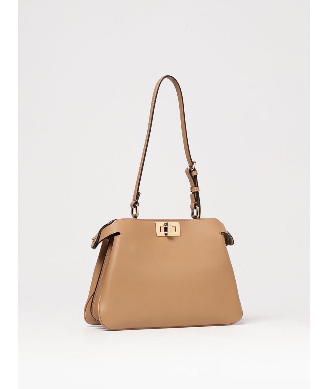 FENDI Бежевая кожаная сумка тоут, фото 3