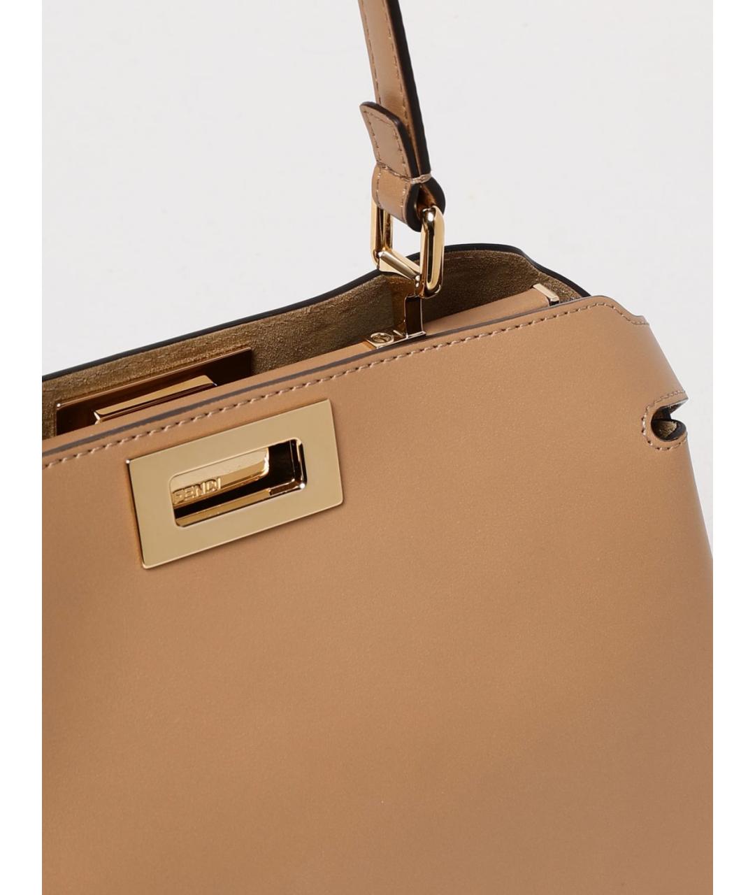FENDI Бежевая кожаная сумка тоут, фото 5