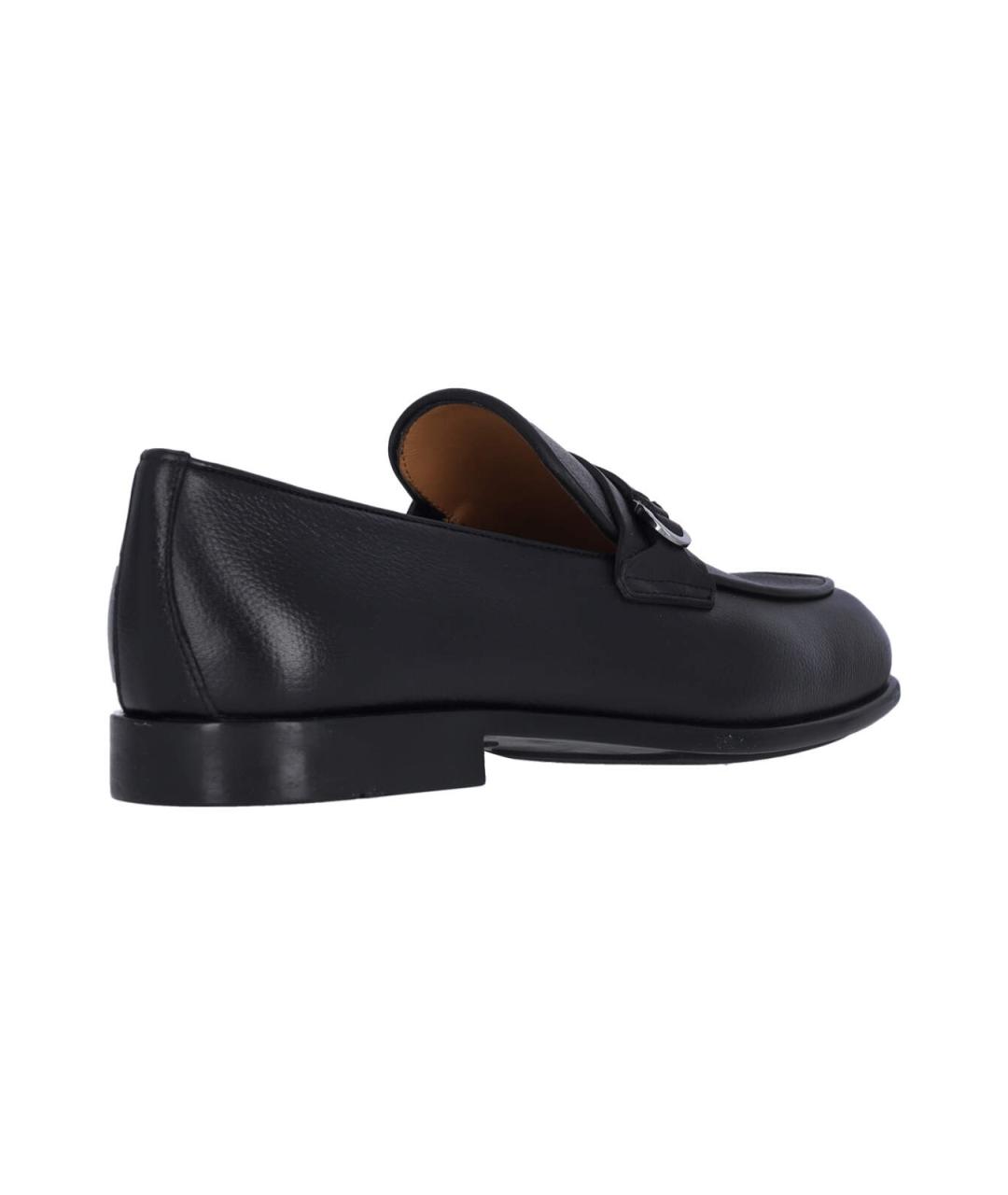 FERRAGAMO Черные кожаные лоферы, фото 4