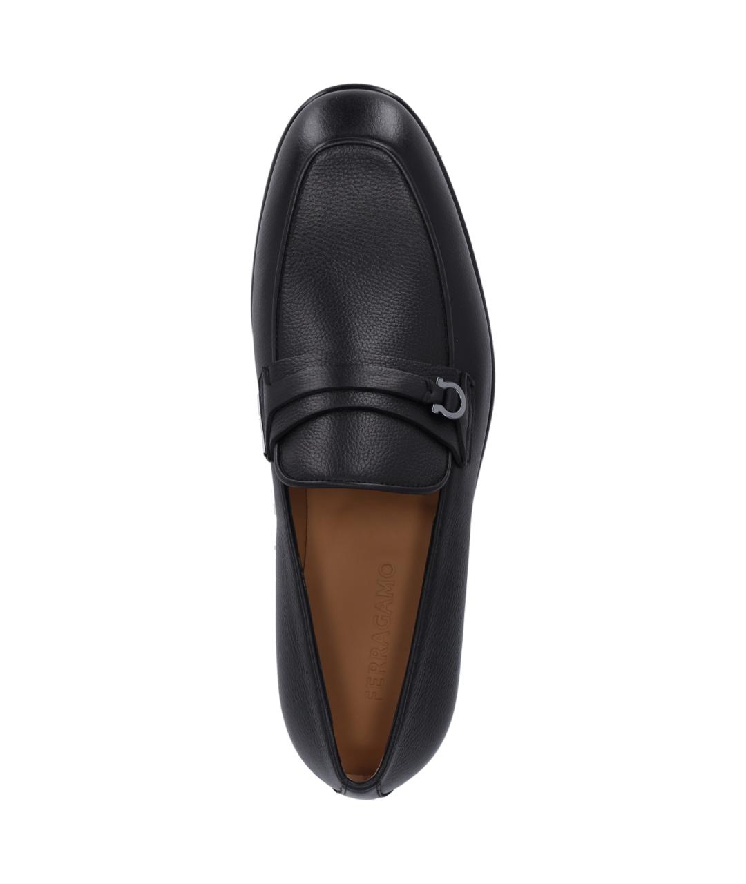 FERRAGAMO Черные кожаные лоферы, фото 5