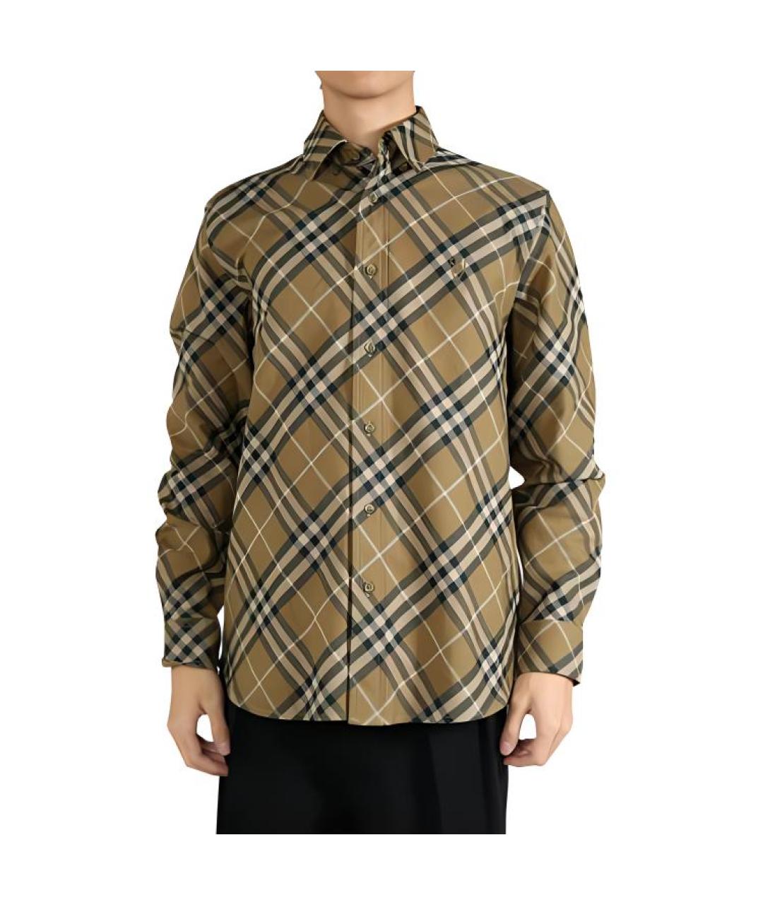BURBERRY Хаки хлопковая кэжуал рубашка, фото 1