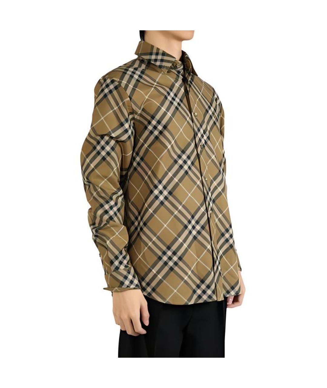BURBERRY Хаки хлопковая кэжуал рубашка, фото 3
