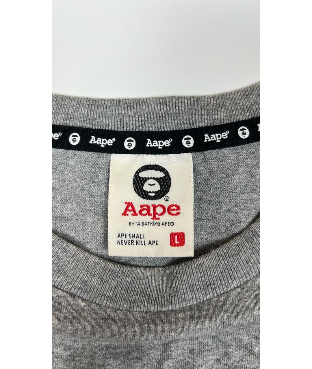 A BATHING APE Серая хлопковая футболка, фото 3