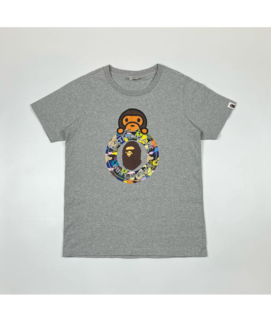 A BATHING APE Серая хлопковая футболка, фото 5