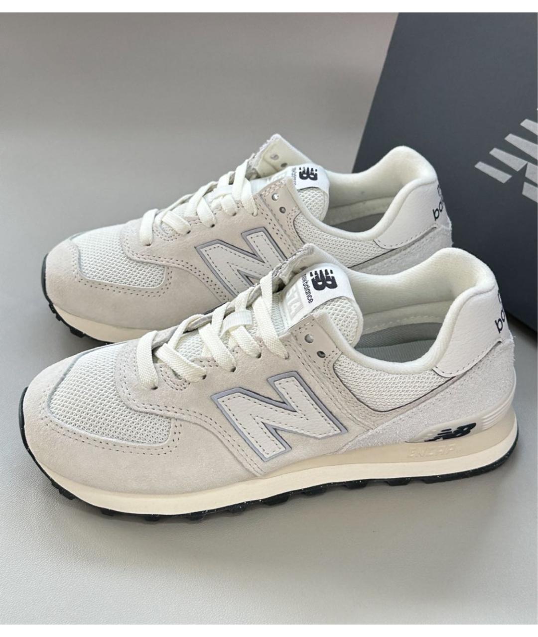 NEW BALANCE Белые замшевые низкие кроссовки / кеды, фото 5