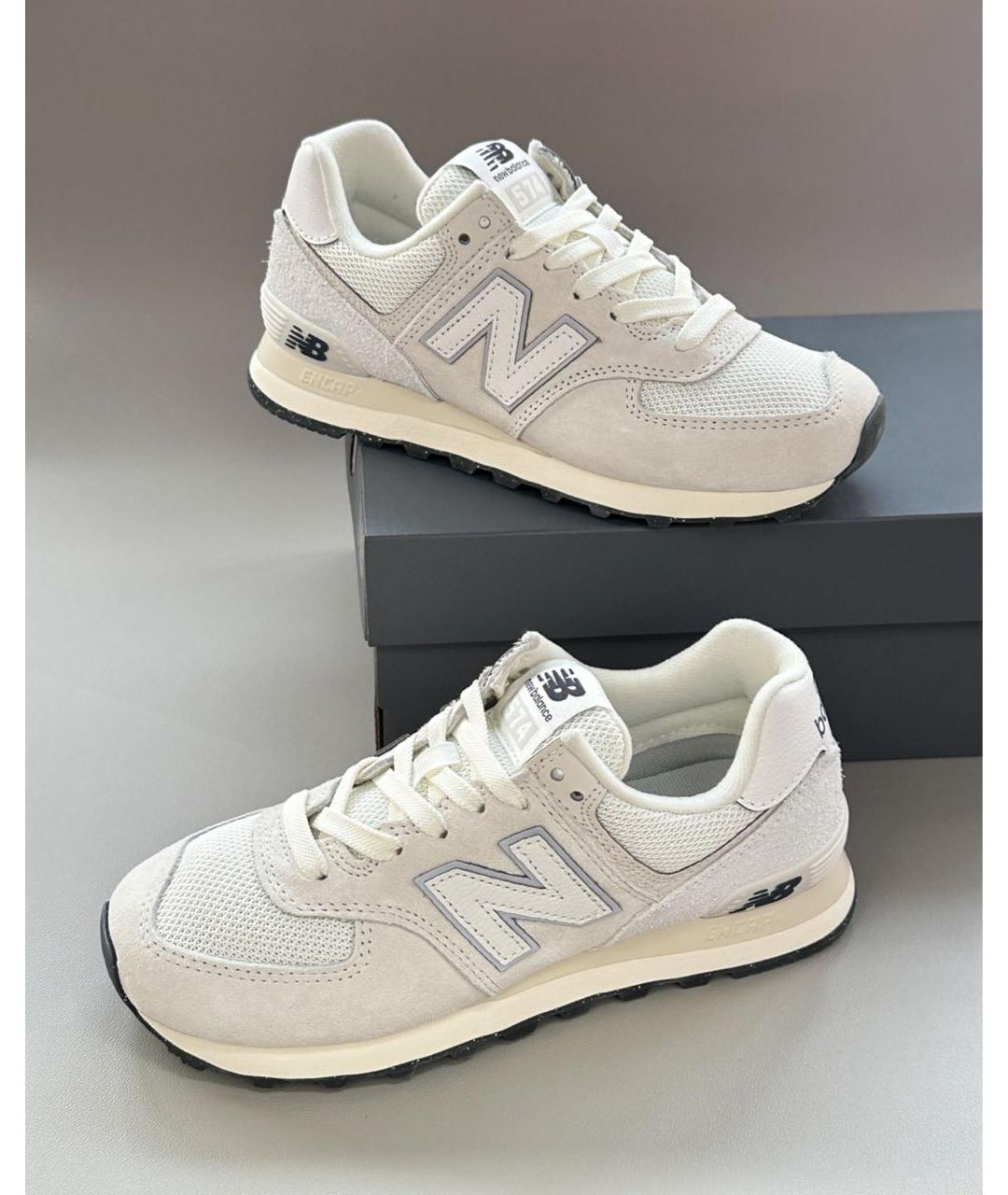 NEW BALANCE Белые замшевые низкие кроссовки / кеды, фото 8