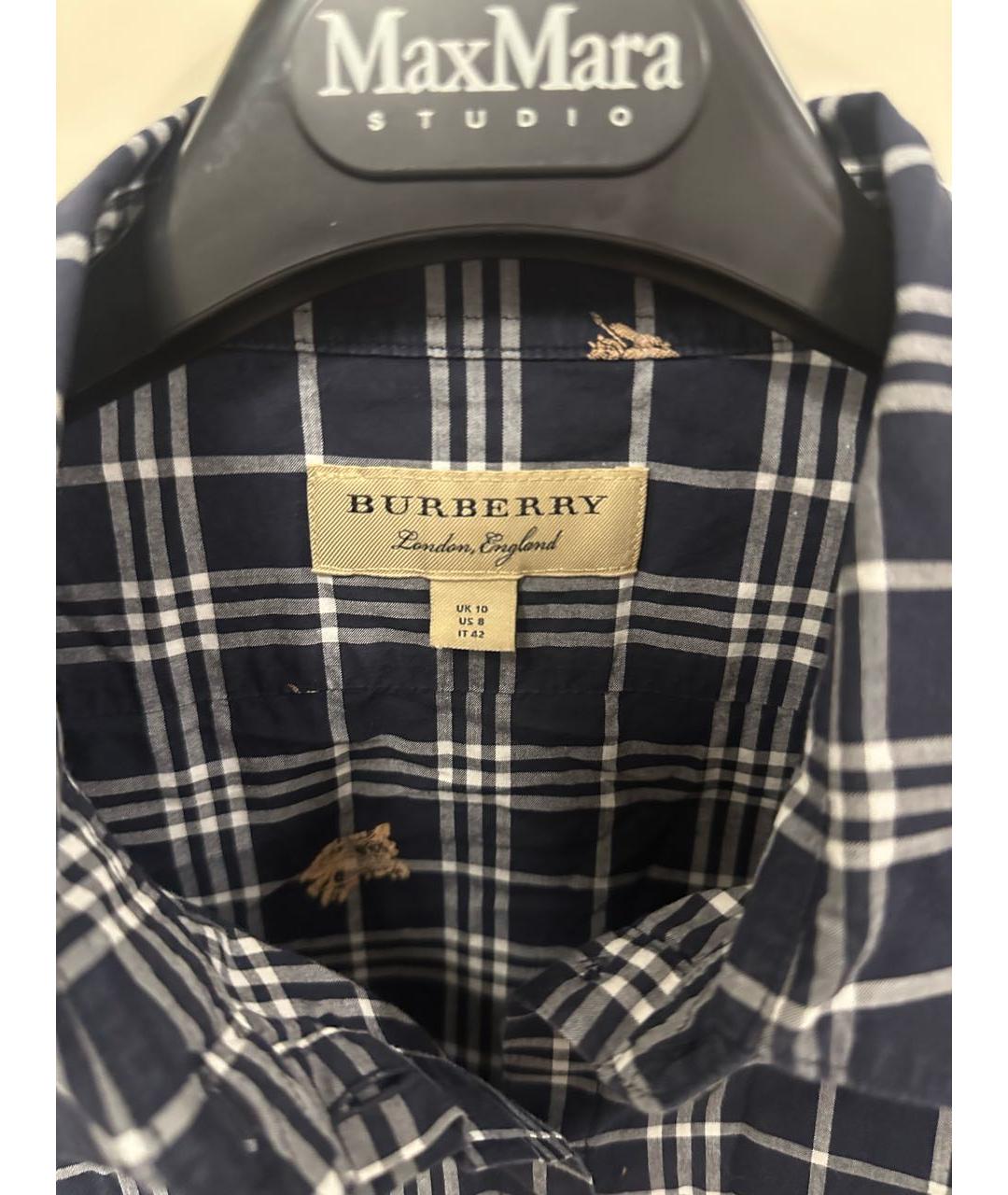 BURBERRY Темно-синяя хлопковая рубашка, фото 3