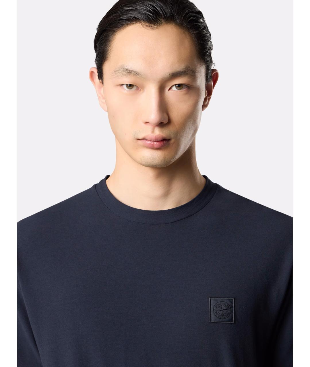 STONE ISLAND Синяя хлопковая футболка, фото 3