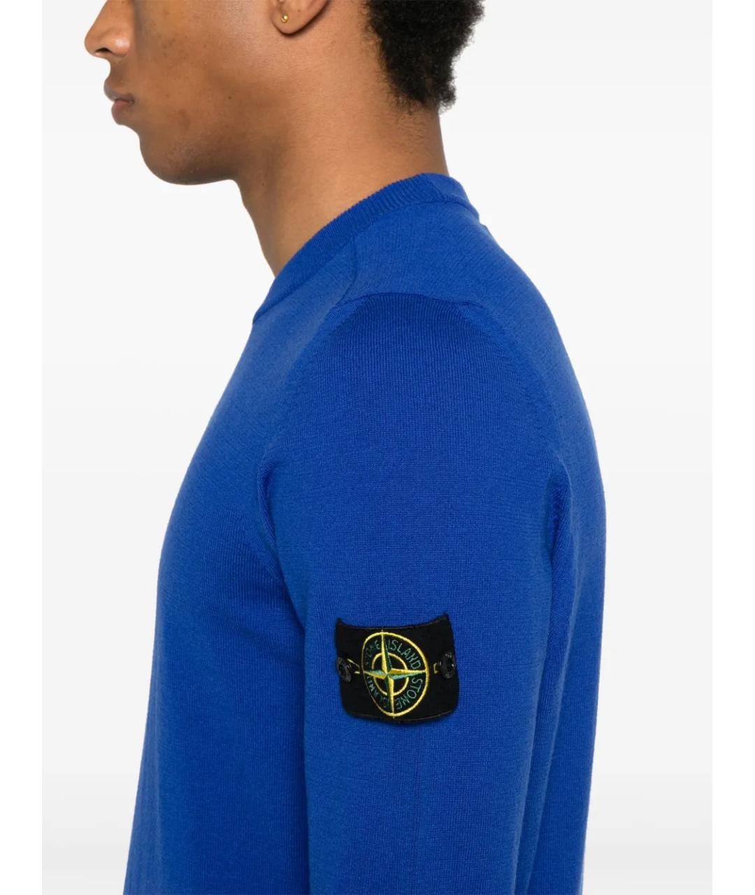 STONE ISLAND Синий хлопковый джемпер / свитер, фото 5