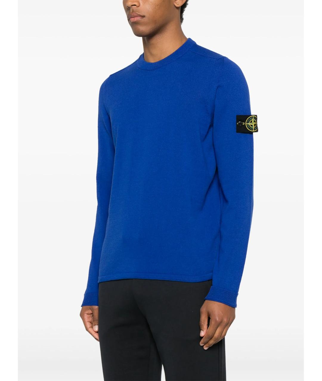 STONE ISLAND Синий хлопковый джемпер / свитер, фото 3