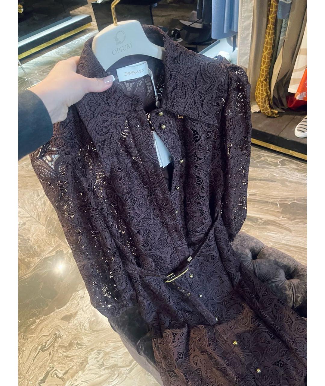 ZIMMERMANN Коричневое полиэстеровое коктейльное платье, фото 5