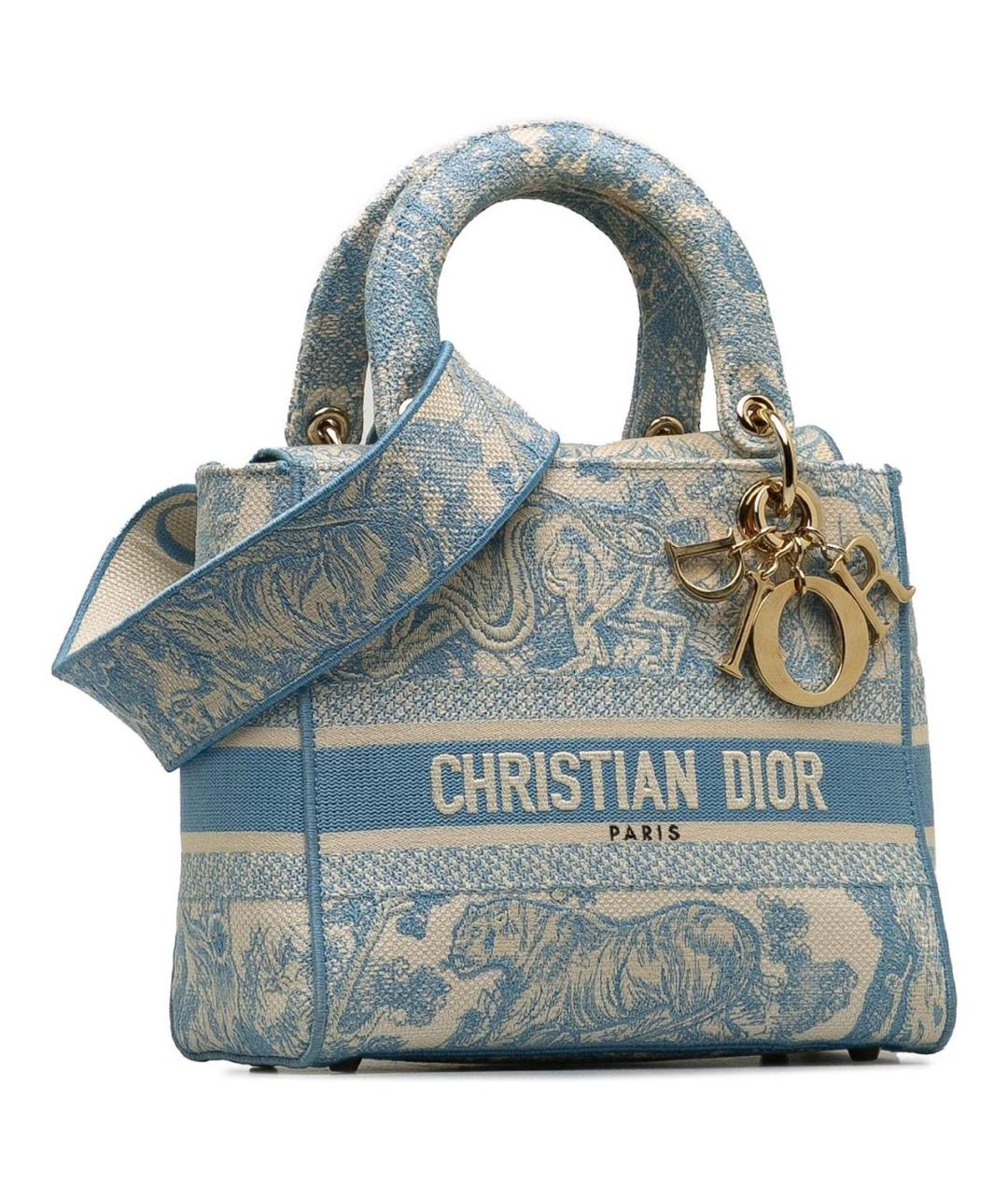 CHRISTIAN DIOR Голубая тканевая сумка с короткими ручками, фото 2
