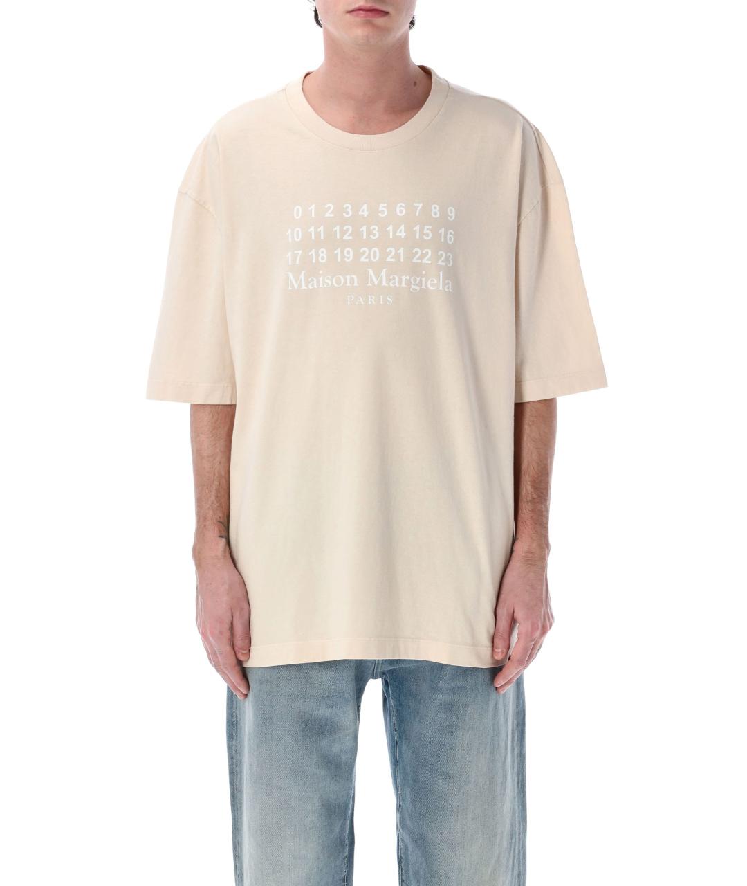 MAISON MARGIELA Бежевая хлопковая футболка, фото 2