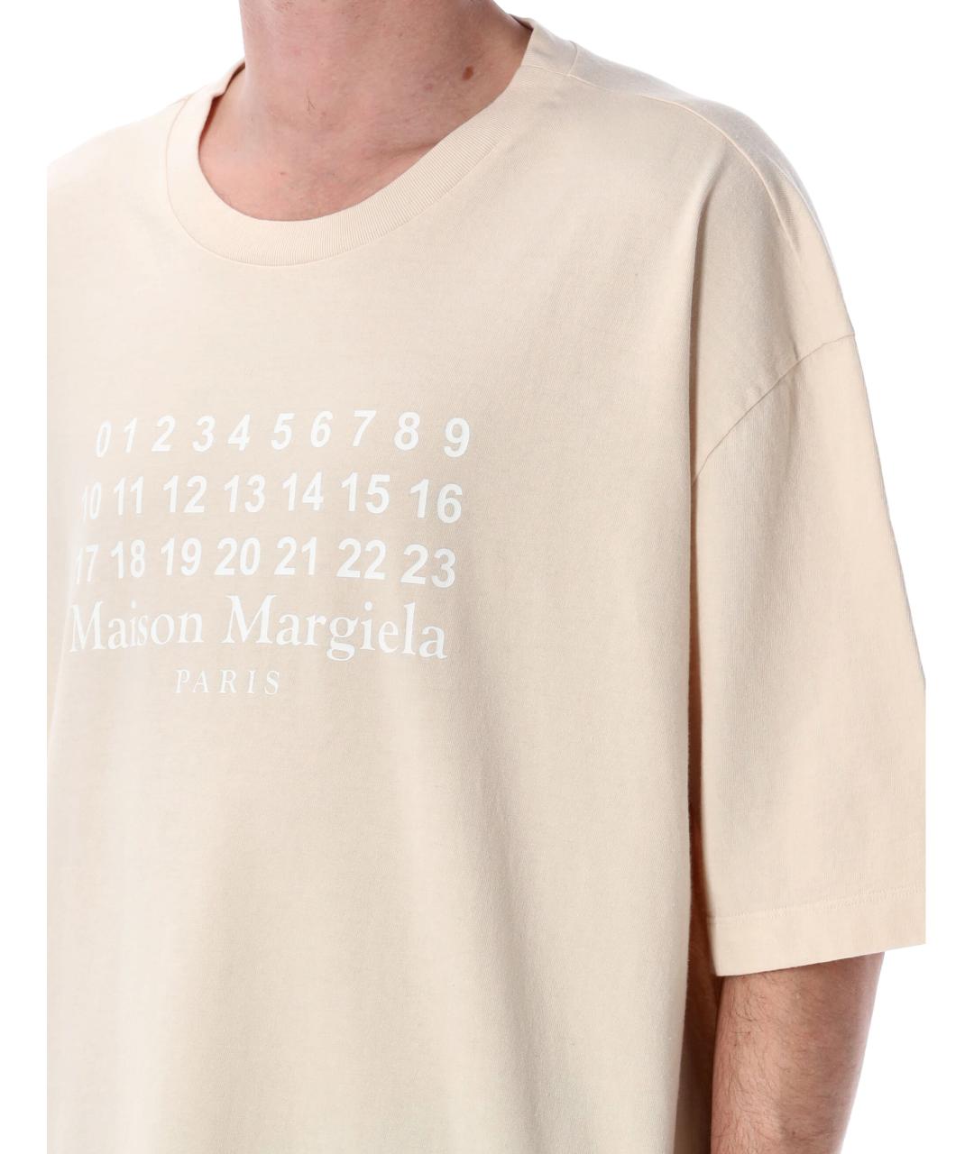 MAISON MARGIELA Бежевая хлопковая футболка, фото 4