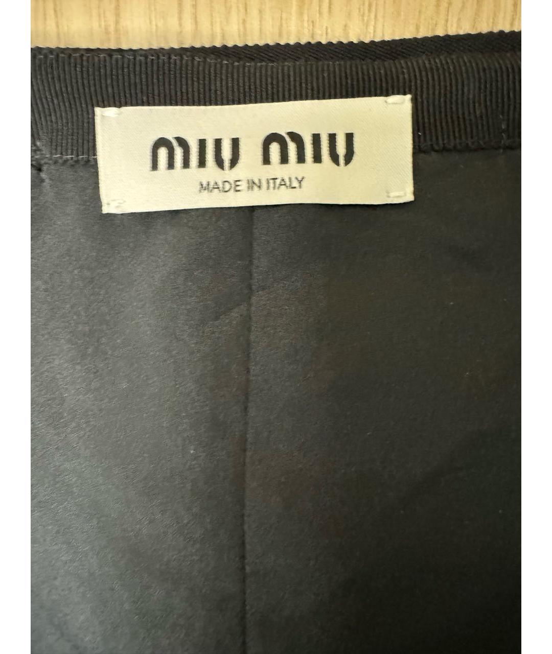 MIU MIU Черная полиэстеровая юбка мини, фото 3