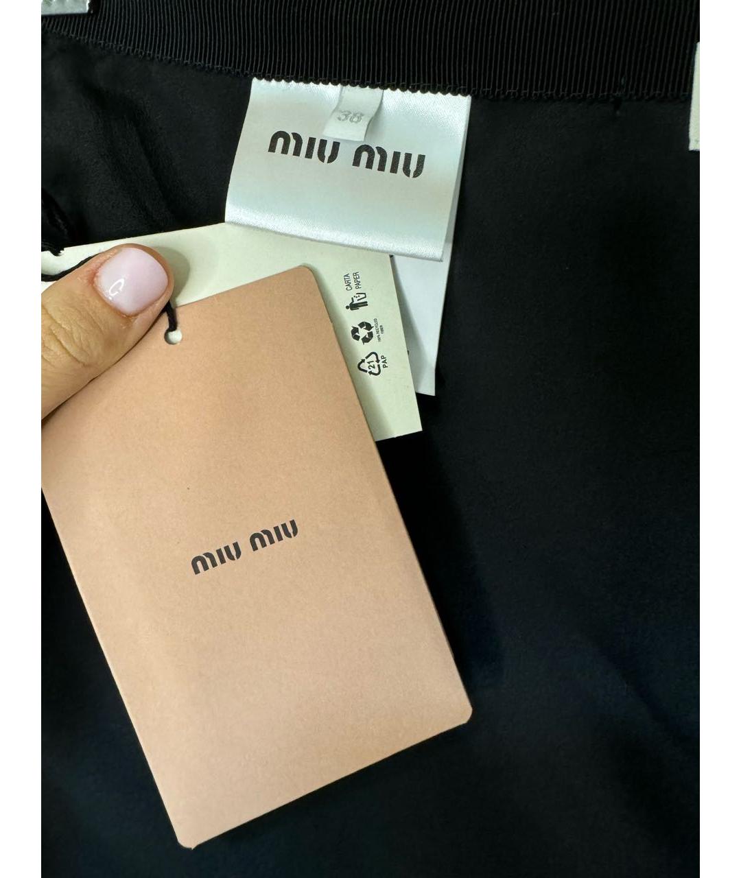MIU MIU Черная полиэстеровая юбка мини, фото 4