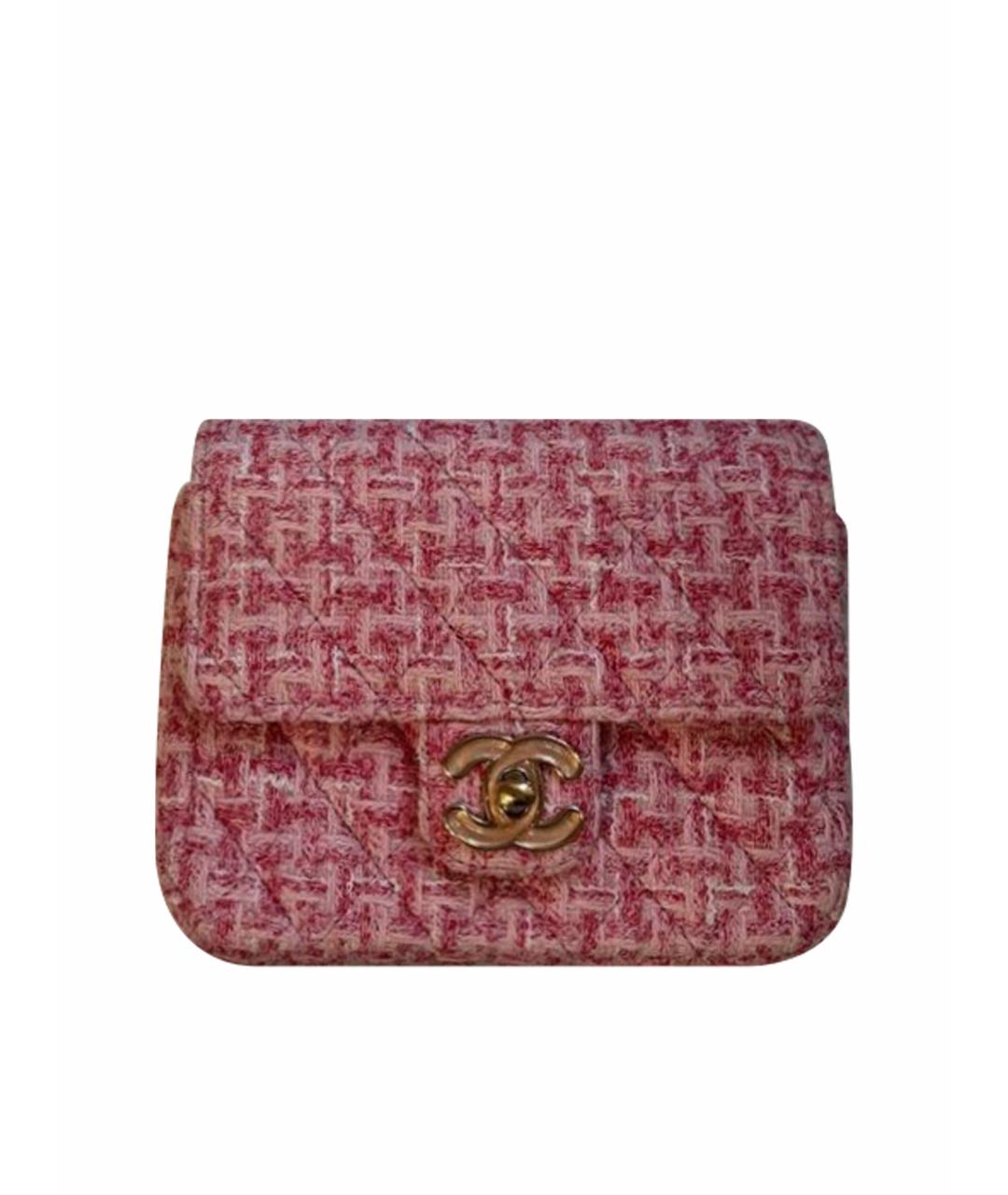 CHANEL Розовая твидовая сумка через плечо, фото 1
