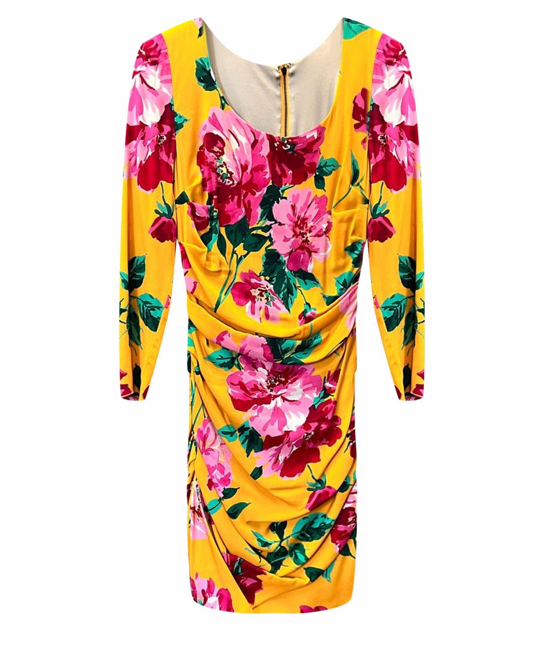 DOLCE&GABBANA Мульти шелковое коктейльное платье, фото 1
