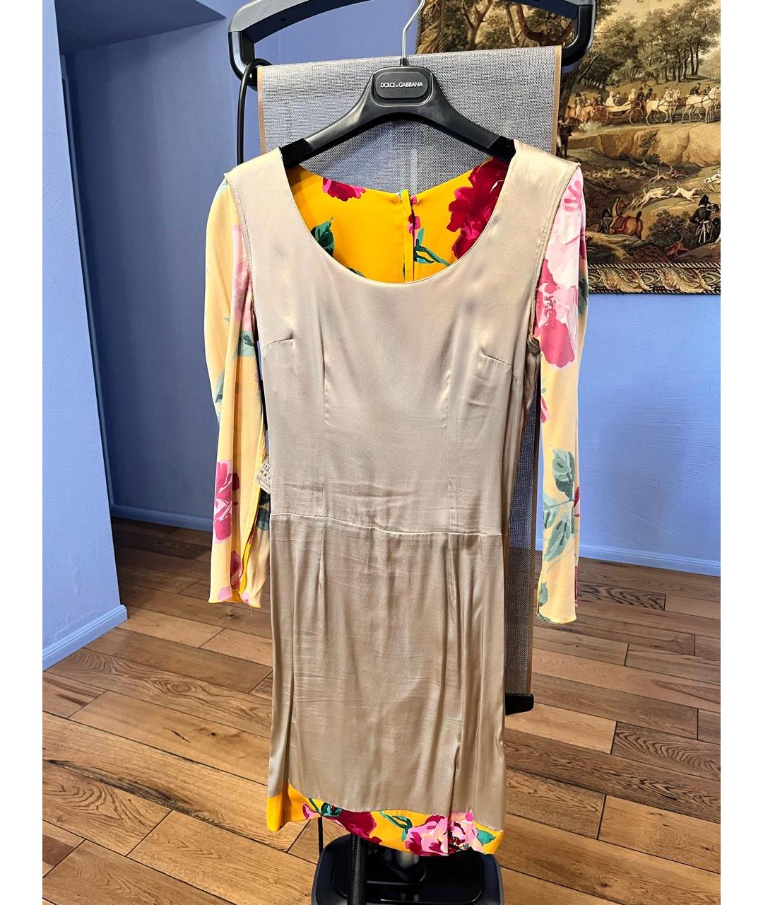 DOLCE&GABBANA Мульти шелковое коктейльное платье, фото 3