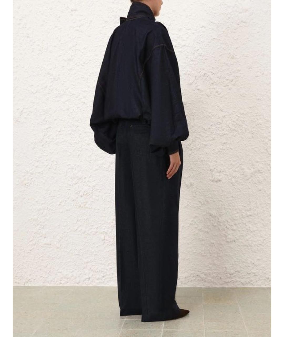 ZIMMERMANN Темно-синие хлопковые брюки широкие, фото 3