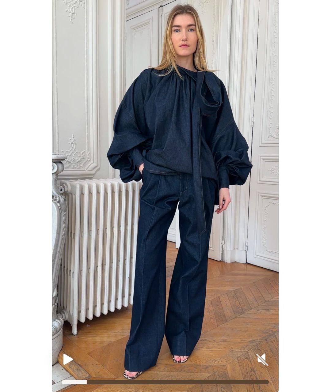 ZIMMERMANN Темно-синие хлопковые брюки широкие, фото 4